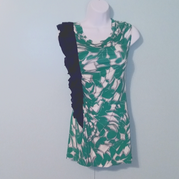 Little Yellow Button Blouse Size Large Multi Color Sleeveless Soft Stretch - Picture 1 of 12